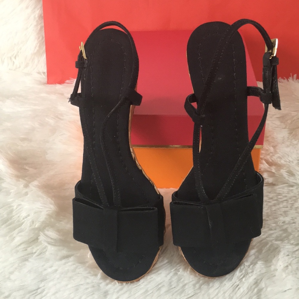 Kate Spade Black canvas wedge in its original box! - Picture 2 of 7